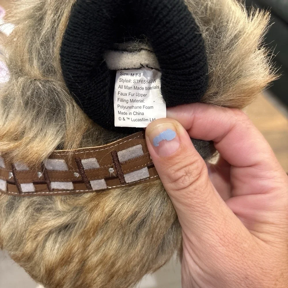 NWT Disney Star Wars Slippers Chewbacca  TODDLER / KIDS Brown Faux Fur Sz M 7-8